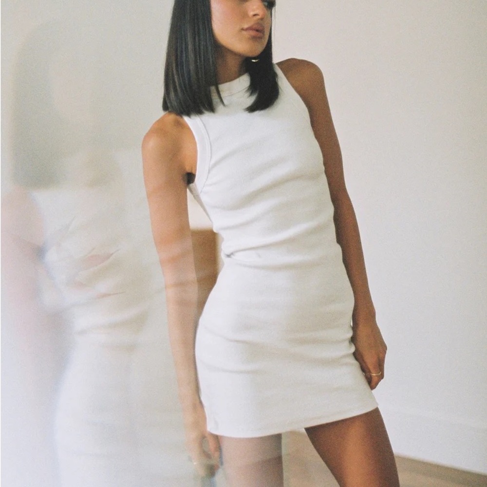 Princess Polly White Bodycon Organic Cotton Mini Tank Dress